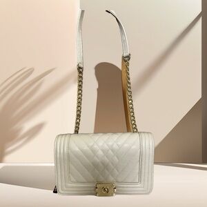 Nishatlinen cream crossbody bag with gold hardware